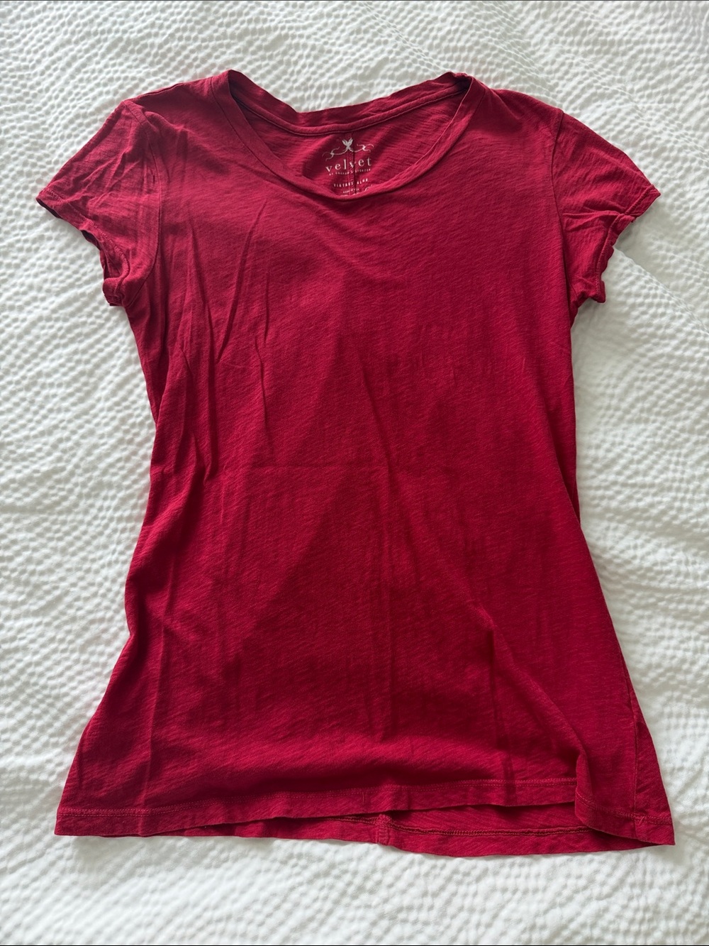 Velvet by Graham & Spencer Deep Red Short Sleeve Crew Tee